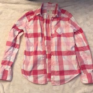 Pink checked button down American Eagle